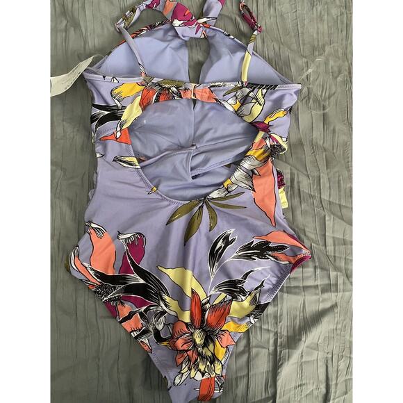 NWT Barr III Size Med High Neck Cutout One Pc Twist Strap Colorful Wild Topic - Picture 5 of 10